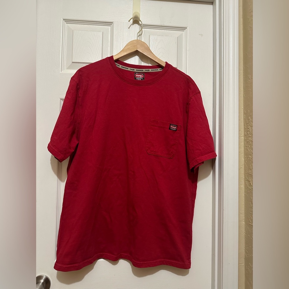 Wrangler Workwear Men's Red Short Sleeve Tee Shirt Size Extra Large